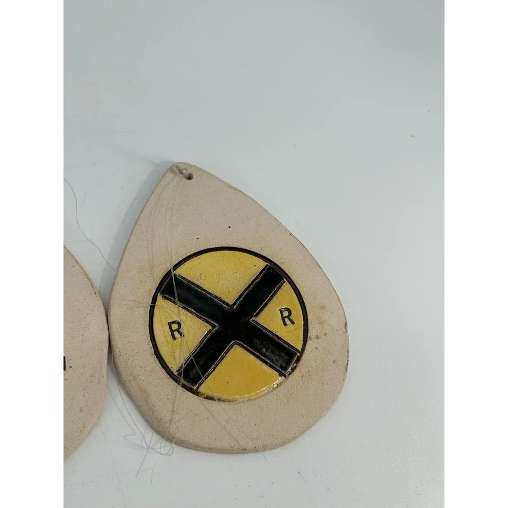 Vintage Handmade Ceramic Railroad Train Wind chime Decoration READ